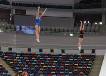 Bakıda batut gimnastikası üzrə Dünya Kubokunda iştirak edəcək idmançıların podium məşqləri. Azərbaycan, 4 mart, 2016